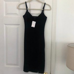 Black Velvet Midi Dress with small Slit. TAGS!